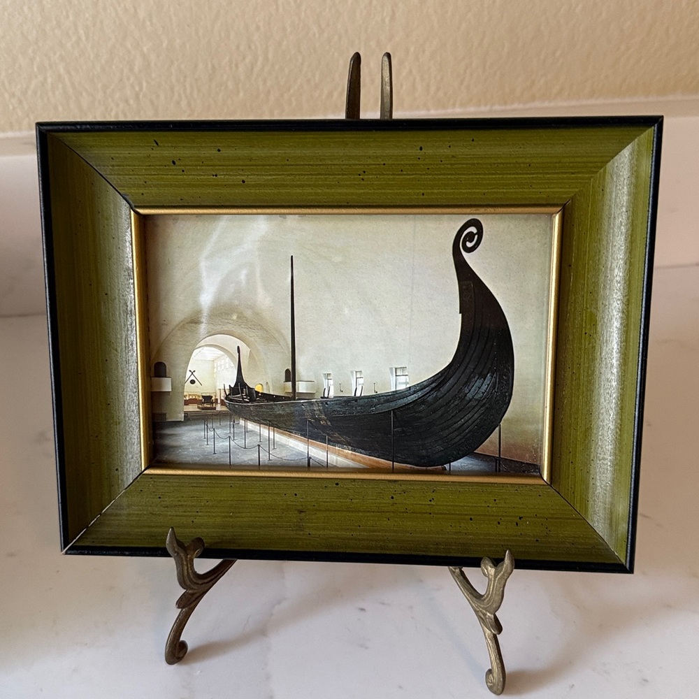 Vintage Print or Postcard of Viking Longboat from Oslo Museum
